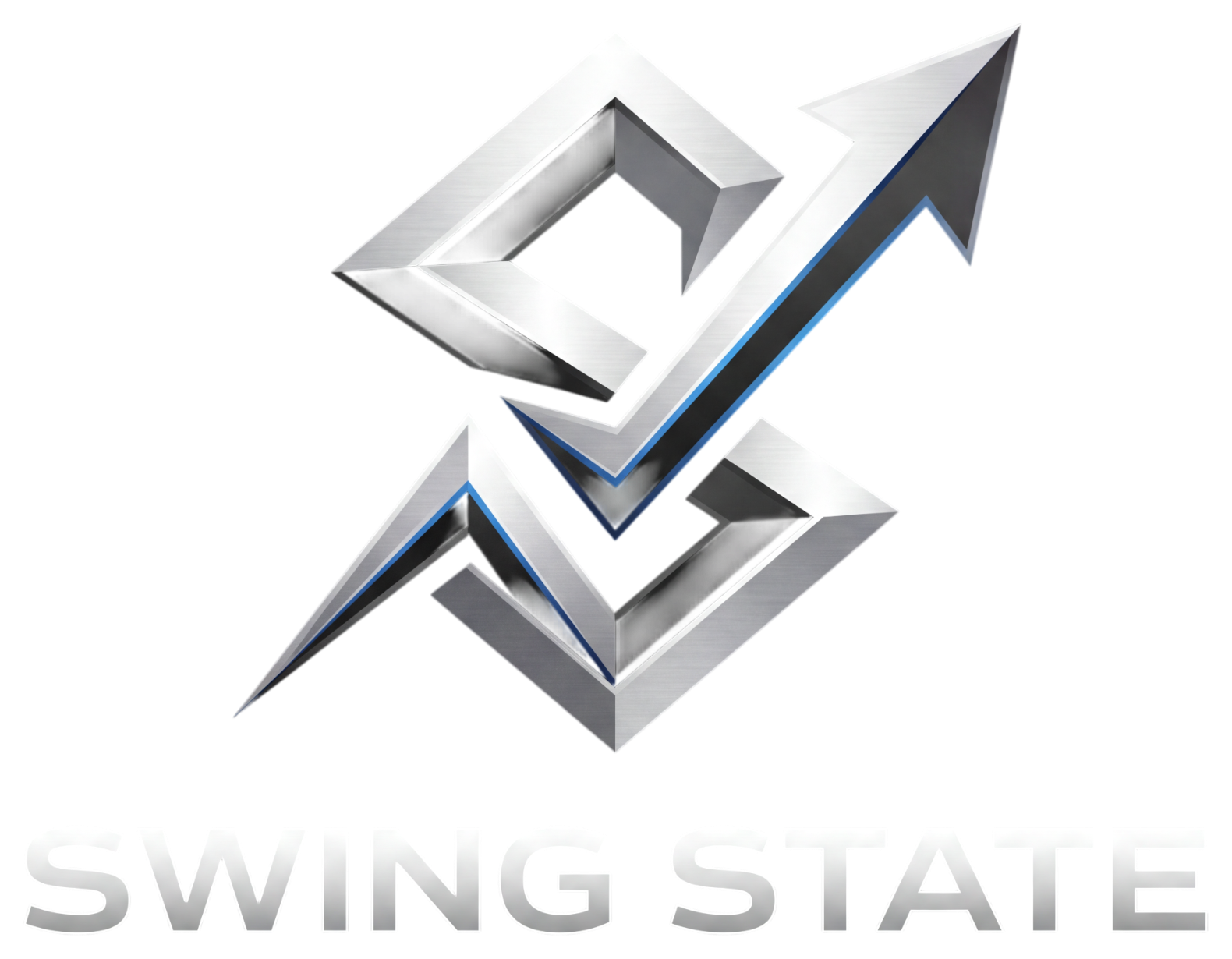 Swing State silver and blue arrow logo